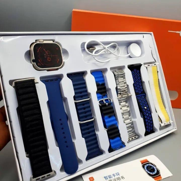 Smartwatch ULTRA Set with 7 Interchangeable Straps and Wireless Charger